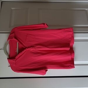 Denim & Co. Essentials Polo Top with Ruffle (M)